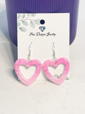 Pink Rise Heart Earrings